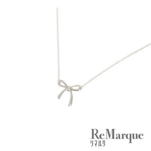 TIFFANY Co Ribbon Bow Necklace Sterling Silver Accessory